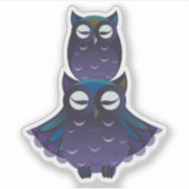 Niedlich gestapelte Lila und blaue Eulen Aufkleber (Vorderseite)