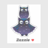 Niedlich gestapelte Lila und blaue Eulen Aufkleber (Blatt)