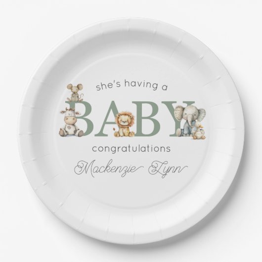 Niedlich gestopfte Tiere Geschlechtsneutrale Babyd Pappteller (Vorderseite)