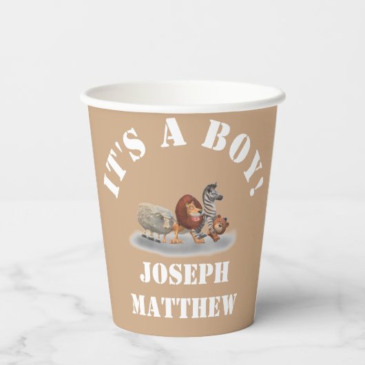 Niedlich gestopfte Tiere Pappbecher (Rückseite)