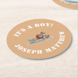 Niedlich gestopfte Tiere Runder Pappuntersetzer