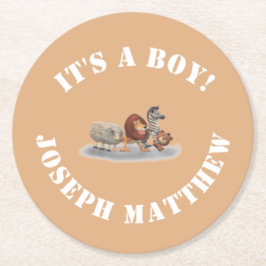 Niedlich gestopfte Tiere Runder Pappuntersetzer (Vorderseite)