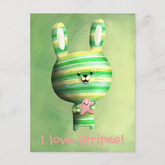 Niedlich gestreifter Hase Postkarte (Vorderseite)