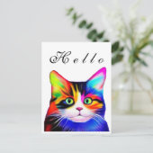 Niedlich gestreifter mehrfarbiger Regenbogen Hallo Postkarte (Stehend Vorderseite)