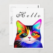 Niedlich gestreifter mehrfarbiger Regenbogen Hallo Postkarte (Vorne/Hinten)