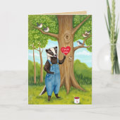 Niedlich gestrichene Herzklappen und Vögel I Liebe Karte (Vorderseite)