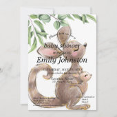 Niedlich gestrichene Kangaroo Gender Neutral Baby  Einladung (Vorderseite)