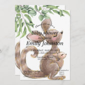 Niedlich gestrichene Kangaroo Gender Neutral Baby Einladung (Vorne/Hinten)