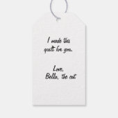 Niedlich gestrichene Katze mit Nähmaschine Geschenkanhänger (Rückseite)