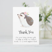 Niedlich gestrichener Igel mit Blume Dankeskarte (Stehend Vorderseite)