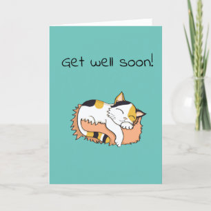 Niedlich Get Well bald Calico kitty Karte