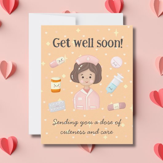 Niedlich Get Well bald Kawaii Medical Cartoon Mitteilungskarte