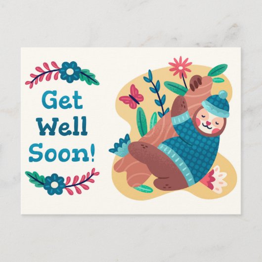 Niedlich Get Well bald Postcard Postkarte (Vorderseite)