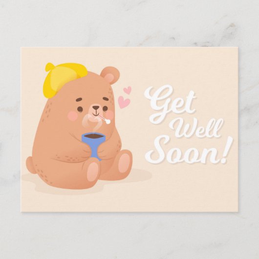 Niedlich Get Well bald Postcard Postkarte (Vorderseite)