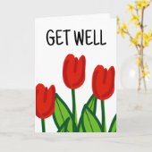 Niedlich Get Well-Card mit roten Tulpen zeichnend Karte (Gelbe Blume)