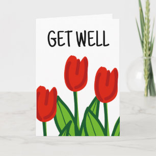 Niedlich Get Well-Card mit zeichnend rote Rosen Karte