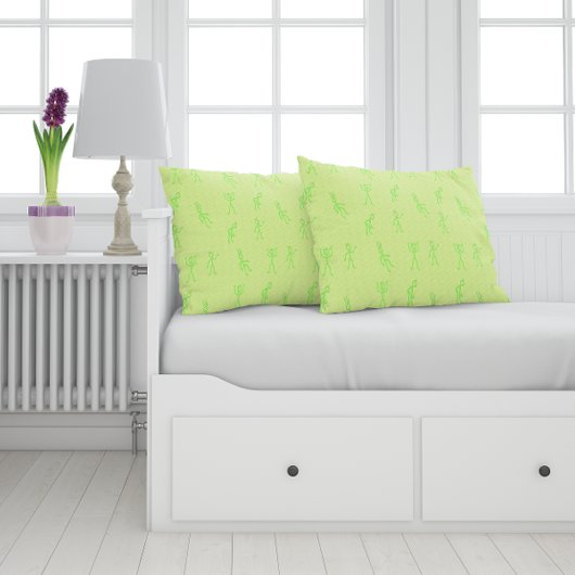 Niedlich Gezeichnet Kid Green Kissen