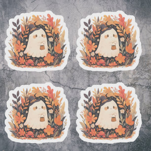 Niedlich Ghost Autumn Floral Halloween Design Akze Aufkleber
