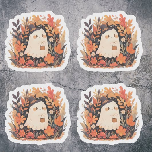 Niedlich Ghost Autumn Floral Halloween Design Akze Aufkleber