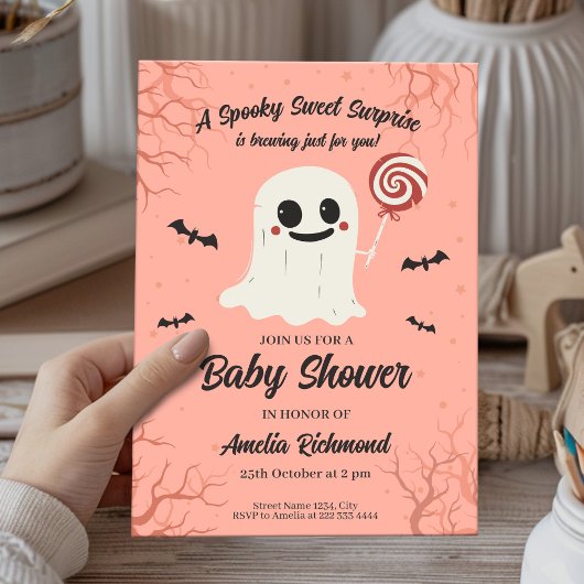 Niedlich Ghost Baby Duschkarte Spooky Sweet Hallow Einladung