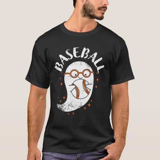 Niedlich Ghost Baseball Funny Baseball Halloween 2 T-Shirt (Vorderseite)