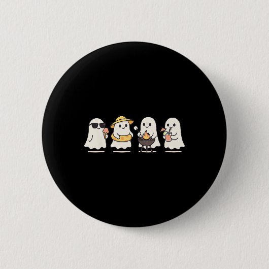 Niedlich Ghost Beach Urlaub SommerHalloween Grille Button (Vorderseite)