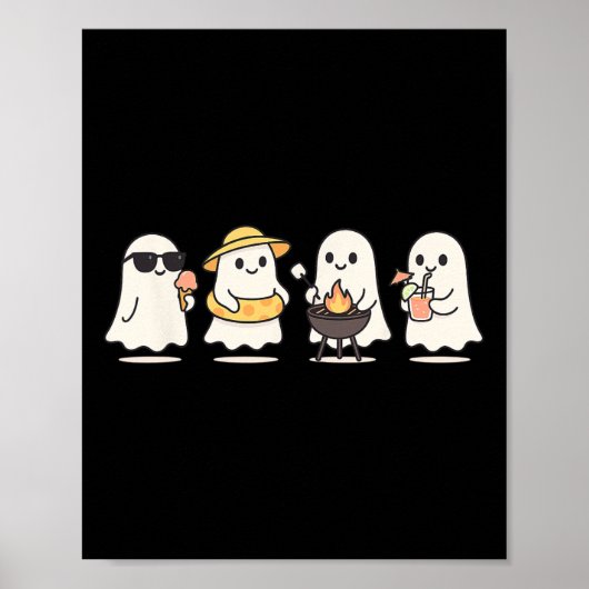 Niedlich Ghost Beach Urlaub SommerHalloween Grille Poster (Vorne)