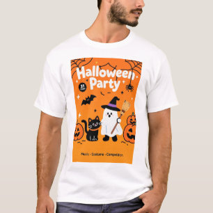 Niedlich Ghost Black Cat Halloween-Party T-Shirt