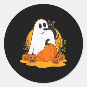 Niedlich Ghost Black Cat Pumpkin Halloween Spooky Runder Aufkleber