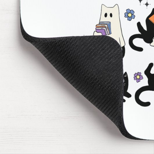Niedlich Ghost Black Cat Reading Bücher Spooky Hal Mousepad (Ecke)