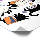 Niedlich Ghost Black Cat Reading Bücher Spooky Hal Poster (Ecke)