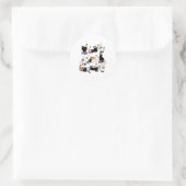 Niedlich Ghost Black Cat Reading Bücher Spooky Hal Runder Aufkleber (Tasche)