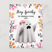 Niedlich Ghost Bleibe Spooky Halloween Postkarte (Vorderseite)