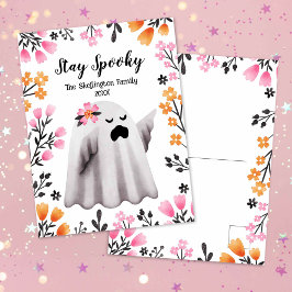 Niedlich Ghost Bleibe Spooky Halloween Postkarte