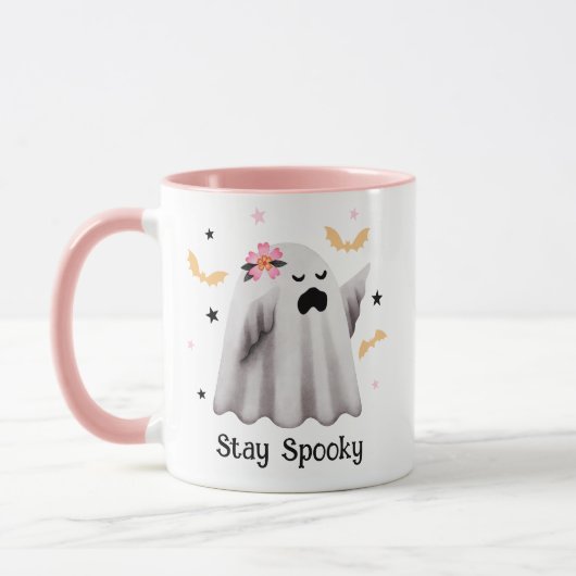 Niedlich Ghost Bleibe Spooky Halloween Tasse (Links)