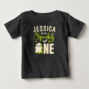 Niedlich Ghost BOO Green Spooky Ein Halloween-Name Baby T-shirt
