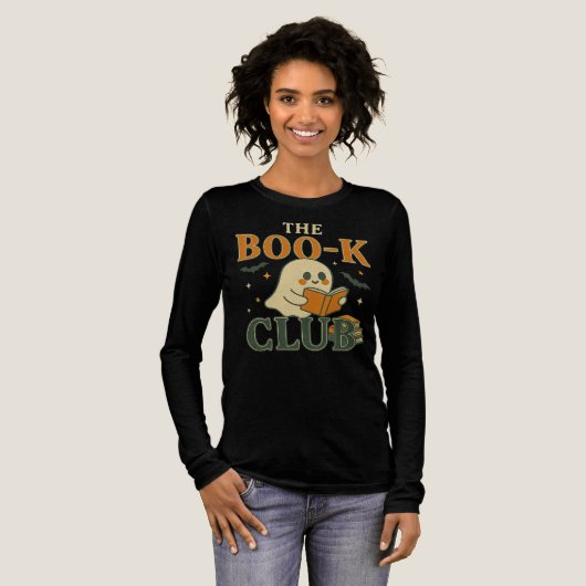 Niedlich Ghost Boo-k Club Halloween Buchliebhaber Tri-Blend Shirt (Volle Vorderseite)