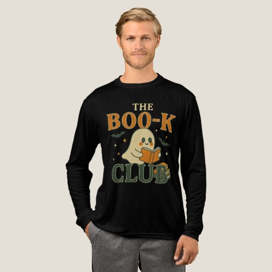 Niedlich Ghost Boo-k Club Halloween Buchliebhaber Tri-Blend Shirt (Volle Vorderseite)