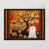 Niedlich Ghost Boo Spider Kids Halloween Postkarte (Vorderseite)