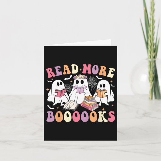 Niedlich Ghost Book Read more Bücher Funny Teacher Karte (Vorderseite)