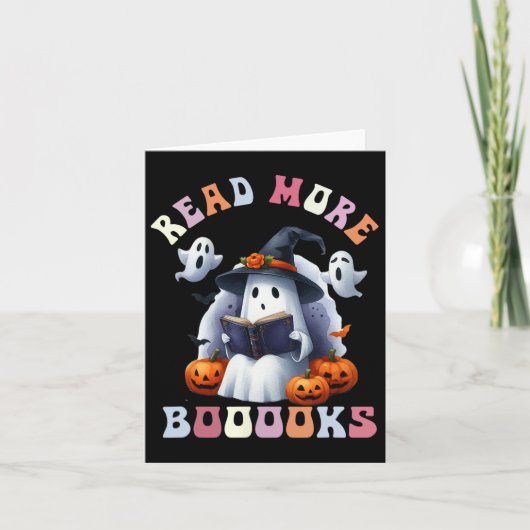 Niedlich Ghost Book Read more Bücher Funny Teacher Karte (Vorderseite)