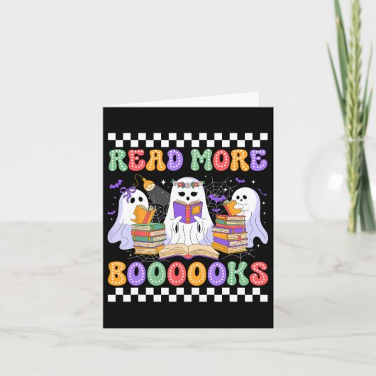 Niedlich Ghost Book Read more Bücher Funny Teacher Karte (Vorderseite)