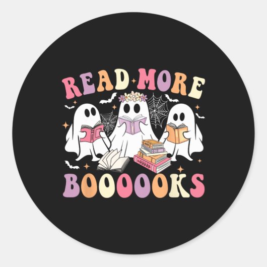 Niedlich Ghost Book Read more Bücher Funny Teacher Runder Aufkleber (Vorderseite)