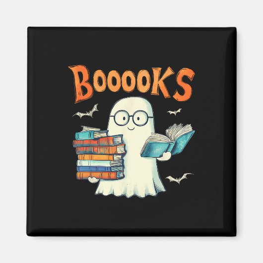 Niedlich Ghost Book Reading Booooks Halloween Lehr Magnet (Vorne)