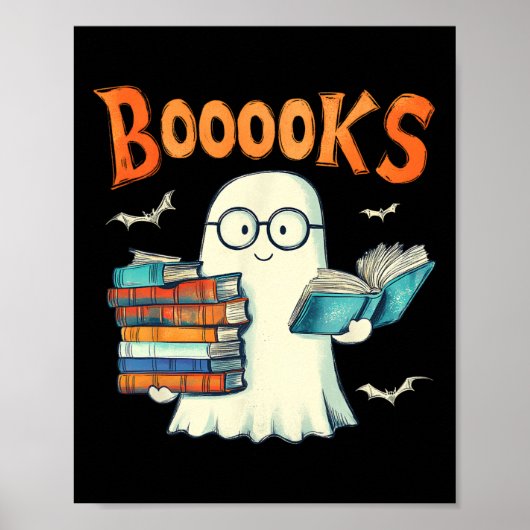 Niedlich Ghost Book Reading Booooks Halloween Lehr Poster (Vorne)
