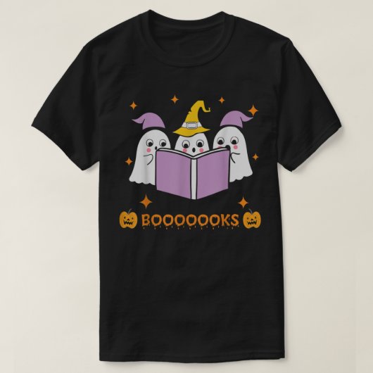 Niedlich Ghost Book Reading Halloween Lehrer Funny T-Shirt (Design vorne)