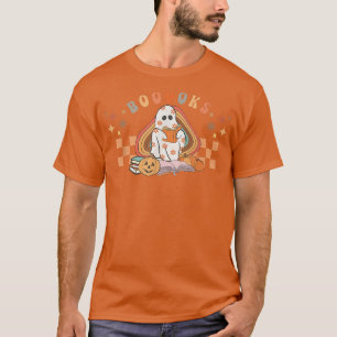 Niedlich Ghost Book Reading Halloween Lehrer Vinta T-Shirt