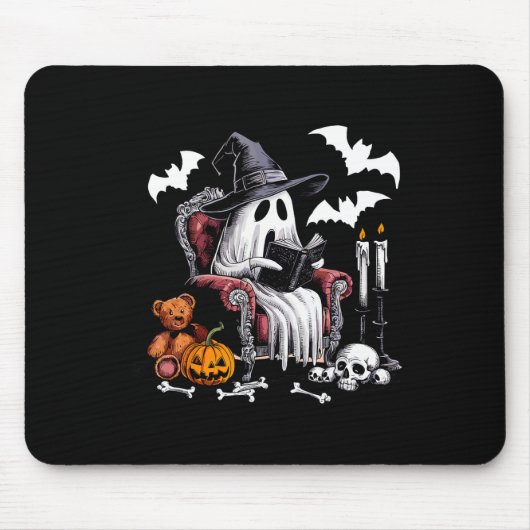Niedlich Ghost Books Halloween Lehrer Ghost Readin Mousepad (Vorne)