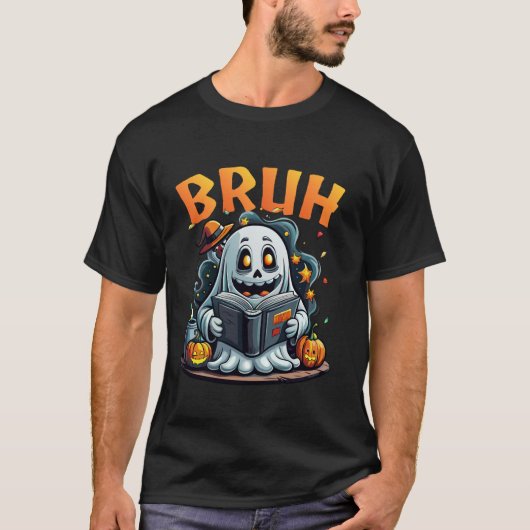 Niedlich Ghost bruh Boo Reading Buch Funny Family T-Shirt (Vorderseite)