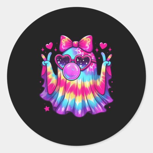 Niedlich Ghost Bubble Gum Coquette Bow Halloween C Runder Aufkleber (Vorderseite)